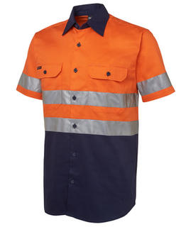 Hi Vis (D+N) Short Sleeve 190G Shirt Orange Navy