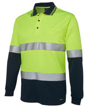 Hi Vis L/S (D+N) Traditional Polo Lime Navy