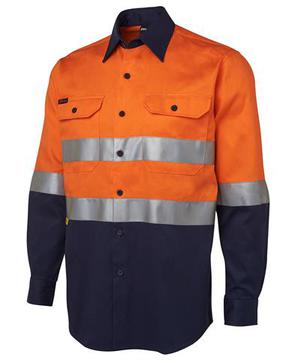 Hi Vis (D+N) L/S 190G Shirt Orange Navy