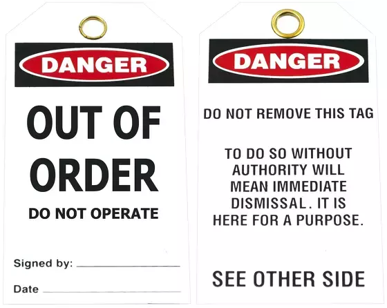 DANGER Out Of Order Tags