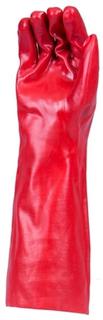 Gloves Red PVC Single Dipped Gauntlet Lined 450mm