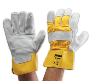 Gloves Premium Leather Yellow Cotton Back