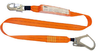 1.5m shock absorbing lanyard with 1 double action hook and 1 scaffolding hook