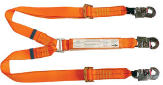 2m adjustable double leg shock absorbing lanyard with 3 double action hooks