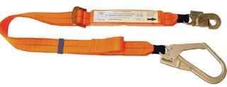 2m adjustable  shock absorbing lanyard with 1 double action hook and 1 scaffolding hooks