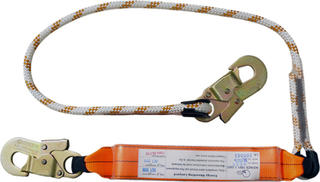 2m shock absorbing lanyard with 2 double action hooks