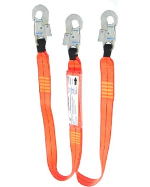 2m double leg shock absorbing lanyard with 3 double action hooks