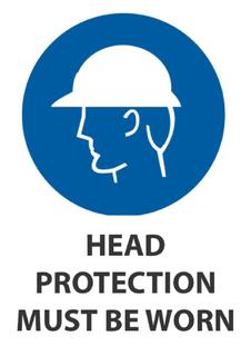 Head Protection Must Be Worn 340x240mm
