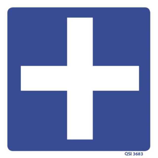 Blue First Aid Cross 180 x 180mm