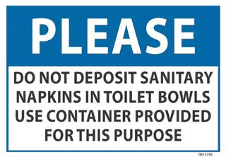 Please Do not deposit Sanitary napkins... 340x240mm