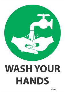 Wash your hands (green) 340x240mm