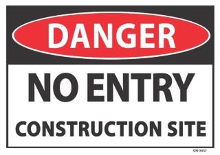 Danger No Entry Construction Site 340x240mm