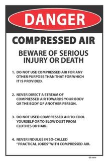 Danger Compressed Air Instructions 300 x 450mm