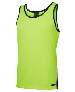 Hi Vis Contrast Singlet Lime Navy