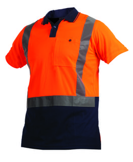 Argyle D/N Polo 100% Polyester Orange Navy