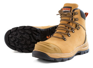 Bison XT Ankle Zip Lace-Up Safety Boot Wheat