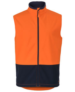 Hi Vis Water Resistant Softshell Vest Orange Navy