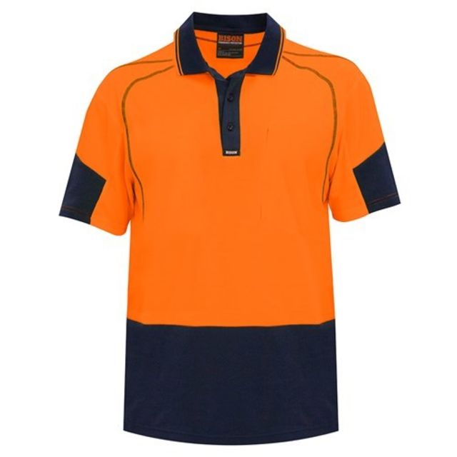 Polo Day Only Quick Dry Cotton Backed Orange Navy