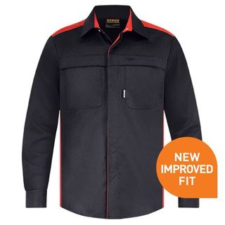 Shirt Polycotton Contrast Black Red