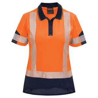 Polo Womans Day Night Quick Dry Cotton Backed Orange Navy