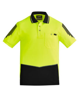 Mens Hi Vis Flux S/Sleeve Polo Yellow Black