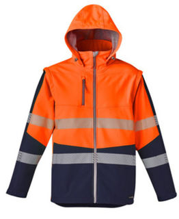 Unisex 2 in 1 Stretch Softshell Taped Jacket Orange Navy