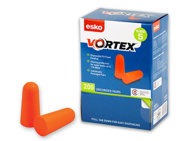 Esko Vortex Earplugs Orange Uncorded