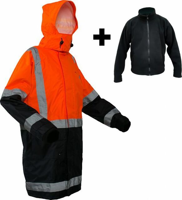 Caution StormPro D/N Fleece Lined Jacket Orange Navy