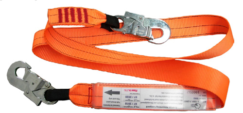 1.5m shock absorbing lanyard with 2 double action hooks