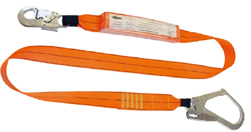 2m shock absorbing lanyard with 1 double action hook and 1 scaffolding hook