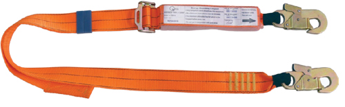 2m adjustable shock absorbing lanyard with 2 double action hooks