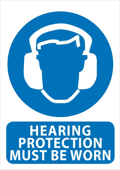 Hearing protection must be worn 340x240mm
