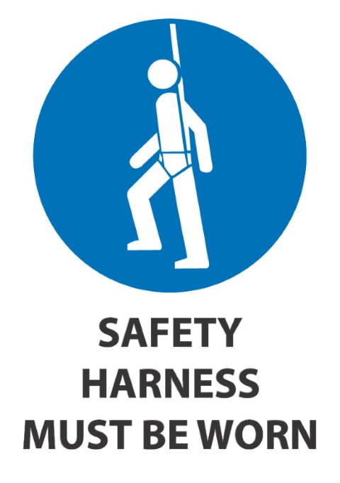 Safety Harness Must Be Worn 340x240mm