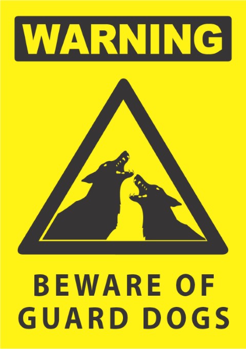 Warning -Guard Dogs 340x240mm