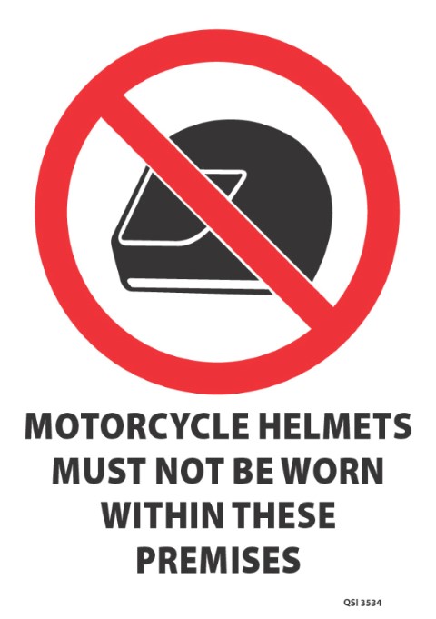 No Helmets to be Worn 340x240mm