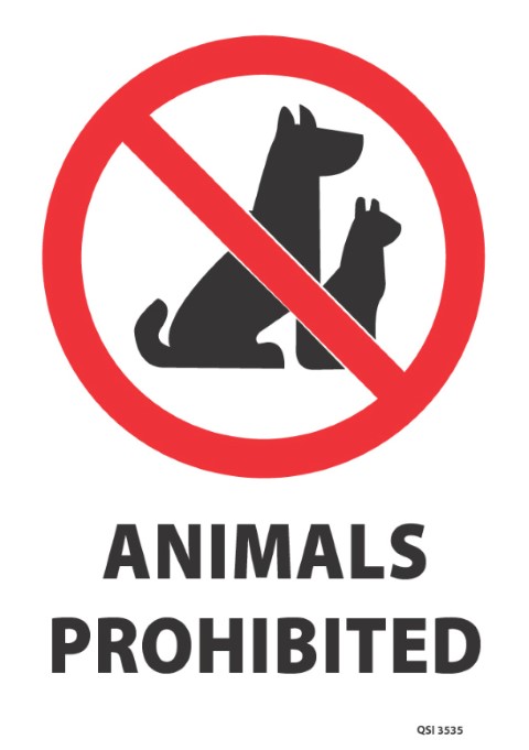 Animals Prohibited 340x240mm