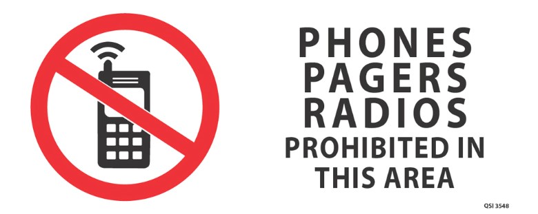 Phones Radios Prohibited 340x120mm