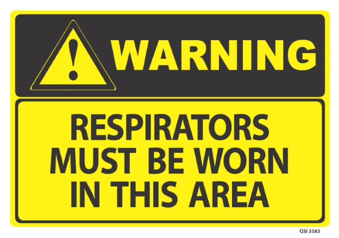 Warning Respirators must be worn 340x240mm