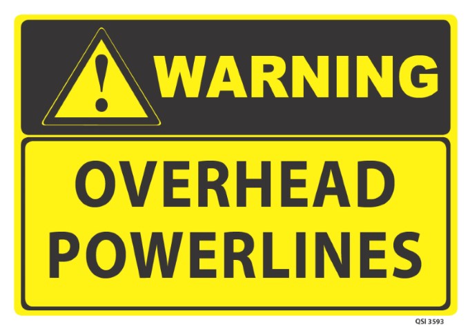 Warning Overhead Powerlines 340x240mm