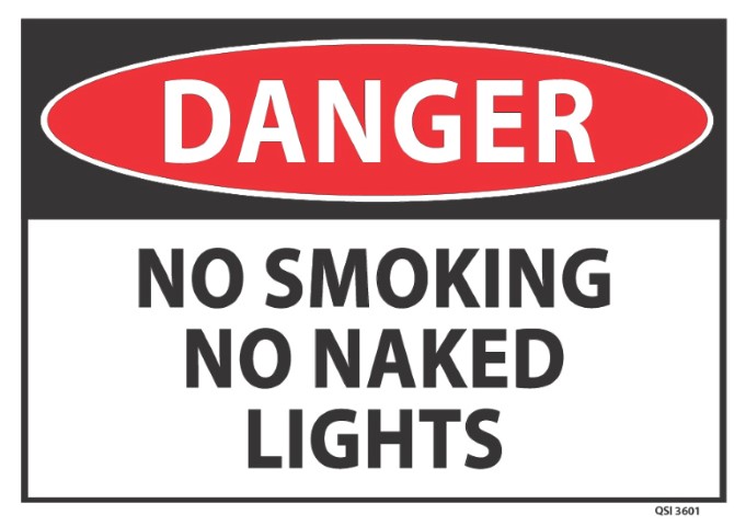 Danger No Smoking No Naked lights  340x240mm