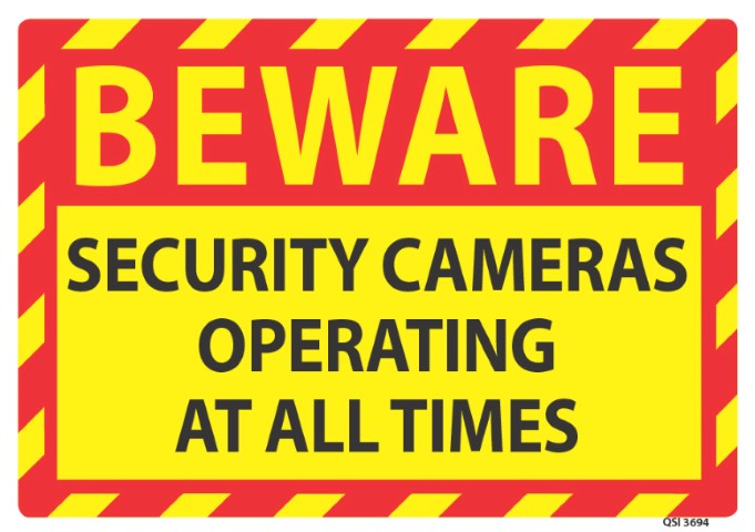Beware Security Cameras 240x240mm