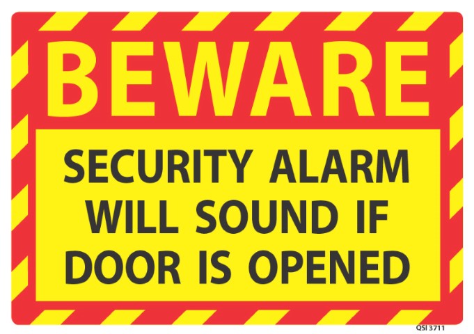 Beware Security Alarm Will Sound 240x240mm