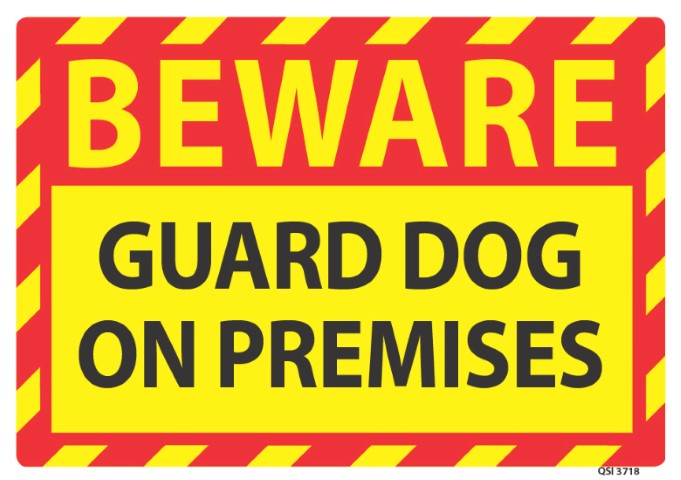 Beware Guard Dog 340x240mm