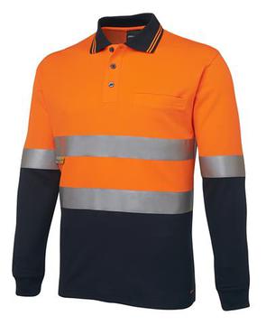 Hi Vis L/S (D+N) Traditional Polo - Orange/Navy