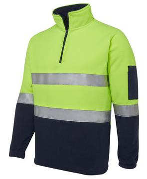 Hi Vis (D+N) 1/2 Zip Polar Fleece Lime Navy