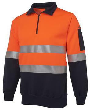 Hi Vis 1/2 Zip (D+N) Fleecy Sweat Orange Navy