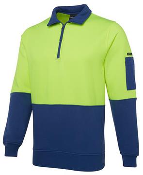 Hi Vis 1/2 Zip Fleecy Sweat-Select Colour