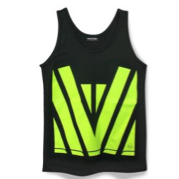 Hi Vis Cotton Singlet Black Yellow