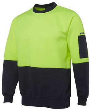 Hi Vis Fleecy Crew Lime Navy