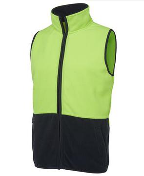 Hi Vis Polar Fleece Vest Lime Navy